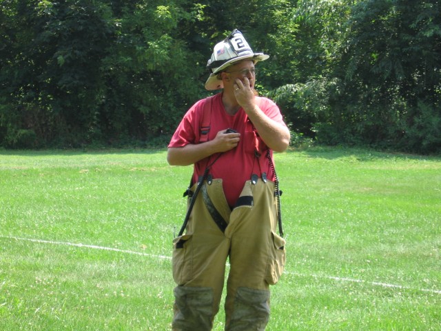 Assistant Chief Mark Vining on a shed fire.